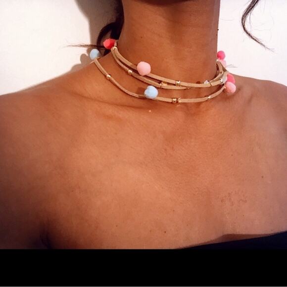 New ~ ETTIKA ~ Rainbow Pom Pom Choker REVOLVE - Picture 3 of 3